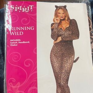 Spirit Leopard Print Catsuit with Ears and Tail